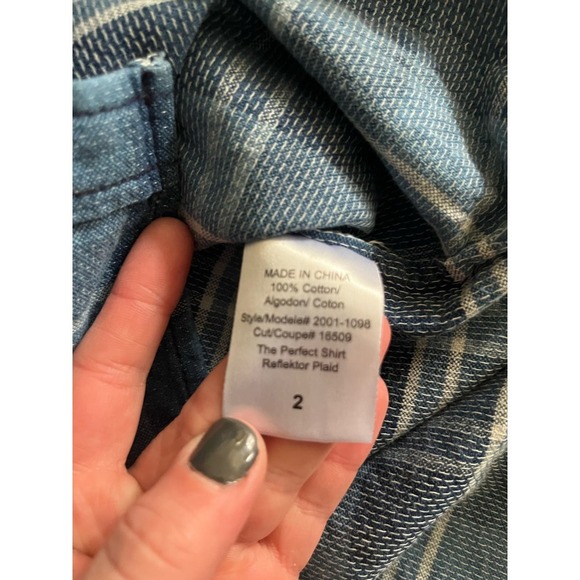 Current/Elliott Reflektor Plaid Perfect Shirt Size 2 - Picture 4 of 4